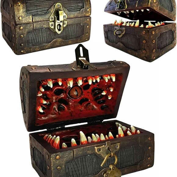 Mimic Dice Chest Storage Box | Free Lock & Key | Compatible with Dungeons & Drag - Picture 1 of 7